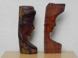 I Like Mike's Mid Century Modern Wall Decor & Art Carved Wood Female Bust Sculpture with Live Edge, Artisan Made, 1962