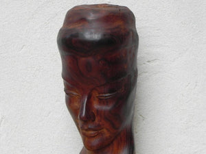 I Like Mike's Mid Century Modern Wall Decor & Art Carved Wood Female Bust Sculpture with Live Edge, Artisan Made, 1962