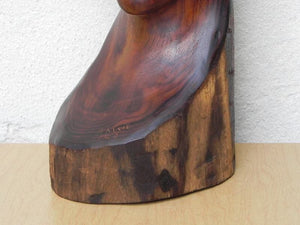 I Like Mike's Mid Century Modern Wall Decor & Art Carved Wood Female Bust Sculpture with Live Edge, Artisan Made, 1962