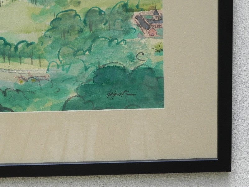 I Like Mike's Mid Century Modern Wall Decor & Art Central Park in  Greens, Large Watercolor Wall Hanging, Signed Halpert