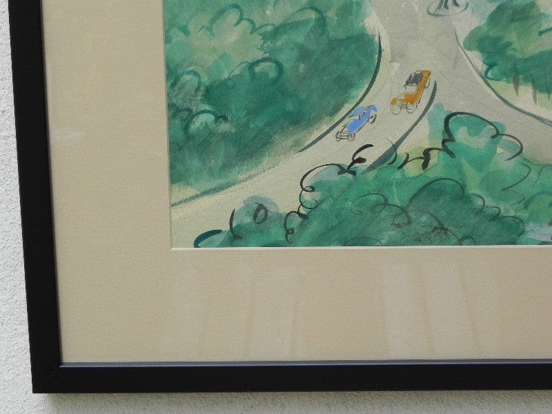 I Like Mike's Mid Century Modern Wall Decor & Art Central Park in  Greens, Large Watercolor Wall Hanging, Signed Halpert