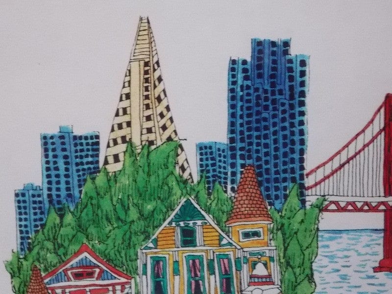 I Like Mike's Mid-Century Modern Wall Decor & Art "City By The Bay" by Daniel Wehr - San Francisco Framed Wall Hanging