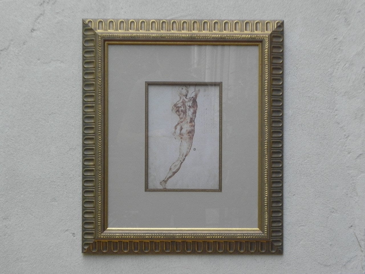 I Like Mike's Mid Century Modern Wall Decor & Art Classic Male Nude Drawing in Ornate Frame #1