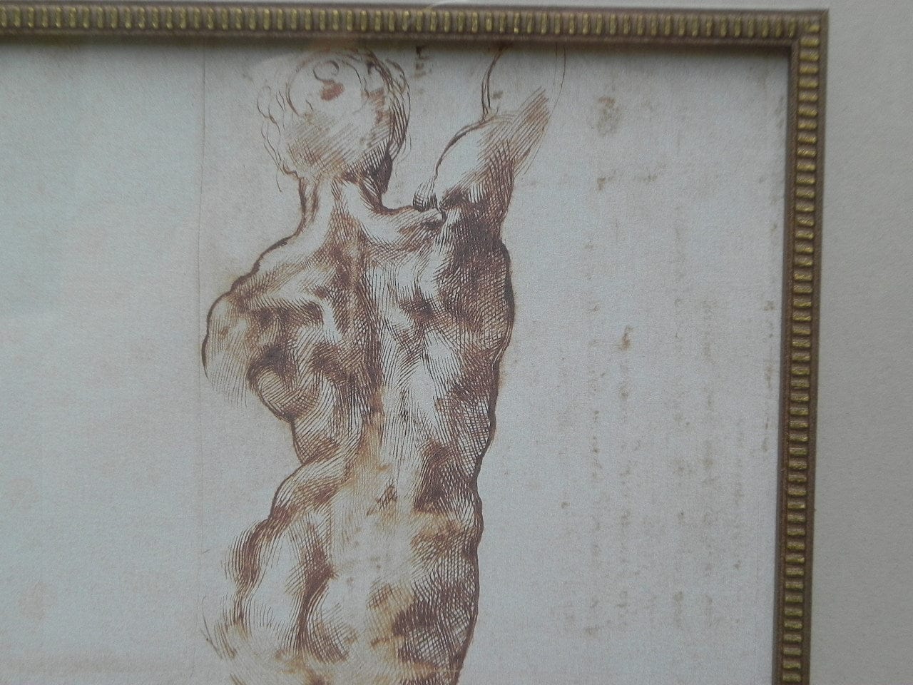 I Like Mike's Mid Century Modern Wall Decor & Art Classic Male Nude Drawing in Ornate Frame #1