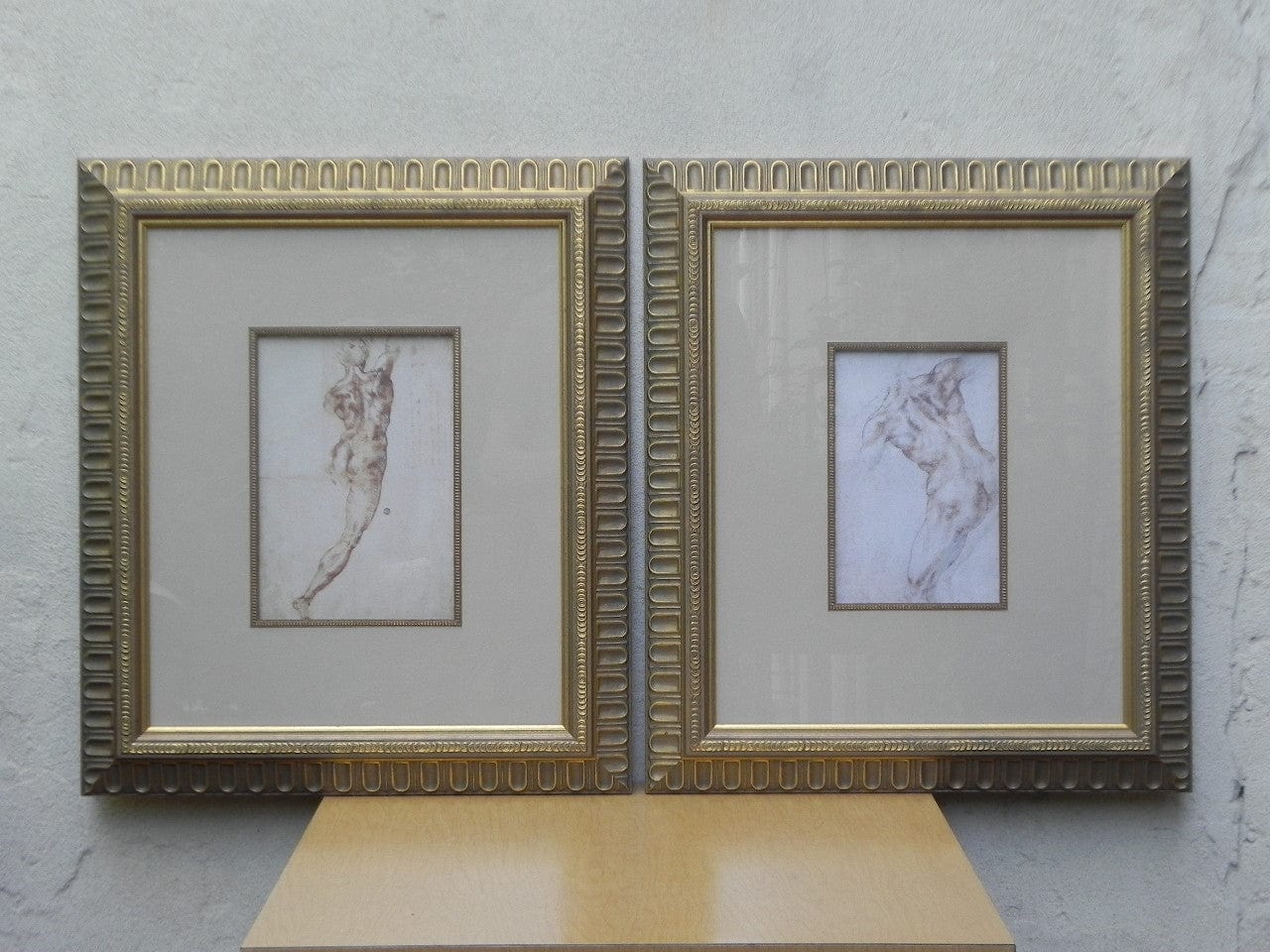 I Like Mike's Mid Century Modern Wall Decor & Art Classic Male Nude Drawing in Ornate Frame #1
