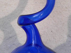 I Like Mike's Mid-Century Modern Wall Decor & Art Cobalt Blue Makora Handblown Glass Twisted Neck Vase (Price is for one)