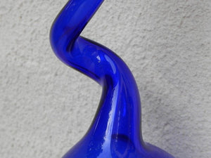 I Like Mike's Mid-Century Modern Wall Decor & Art Cobalt Blue Makora Handblown Glass Twisted Neck Vase (Price is for one)