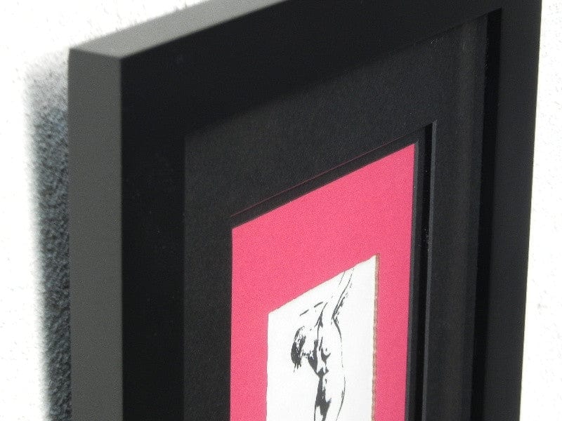 I Like Mike's Mid Century Modern Wall Decor & Art Degas Nude Pen & Ink Drawing Mated Framed, Black and Raspberry Red