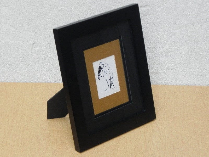 I Like Mike's Mid Century Modern Wall Decor & Art Degas Nude Pen & Ink Drawing Mated Framed, Black and Sienna Brown