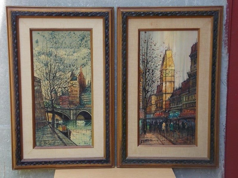 I Like Mike's Mid-Century Modern Wall Decor & Art European Bridge Scene, Oil on Canvas By A. Rosi