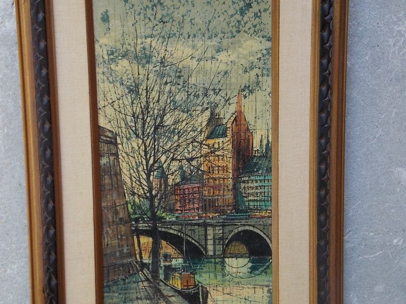I Like Mike's Mid-Century Modern Wall Decor & Art European Bridge Scene, Oil on Canvas By A. Rosi