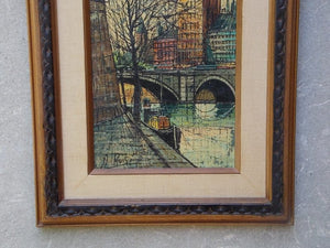I Like Mike's Mid-Century Modern Wall Decor & Art European Bridge Scene, Oil on Canvas By A. Rosi