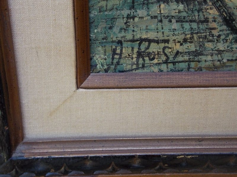 I Like Mike's Mid-Century Modern Wall Decor & Art European Bridge Scene, Oil on Canvas By A. Rosi