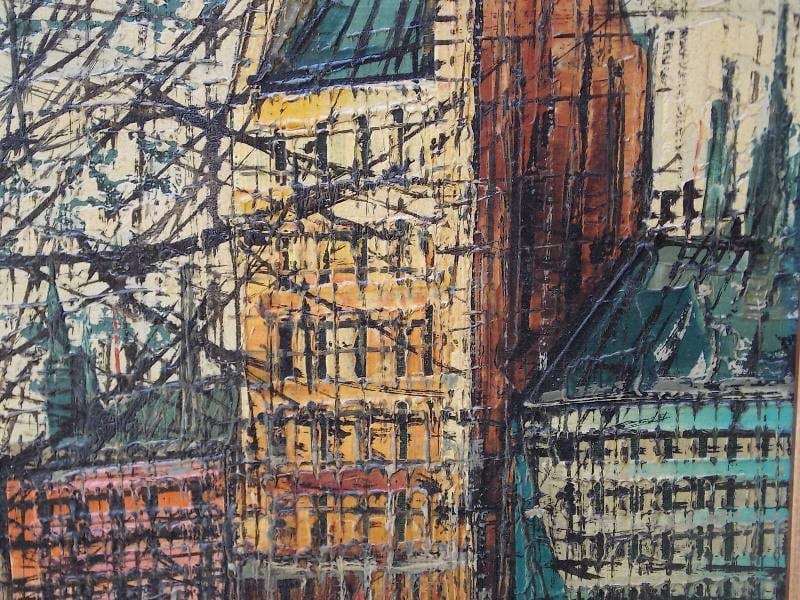 I Like Mike's Mid-Century Modern Wall Decor & Art European Bridge Scene, Oil on Canvas By A. Rosi