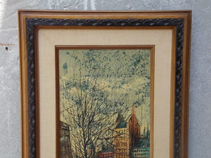 I Like Mike's Mid-Century Modern Wall Decor & Art European Bridge Scene, Oil on Canvas By A. Rosi