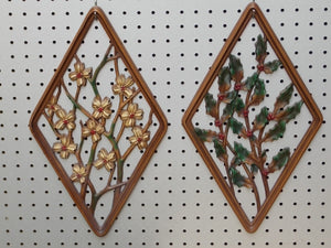 I Like Mike's Mid-Century Modern Wall Decor & Art Four Seasons Syroco Diamond Wall Hangings