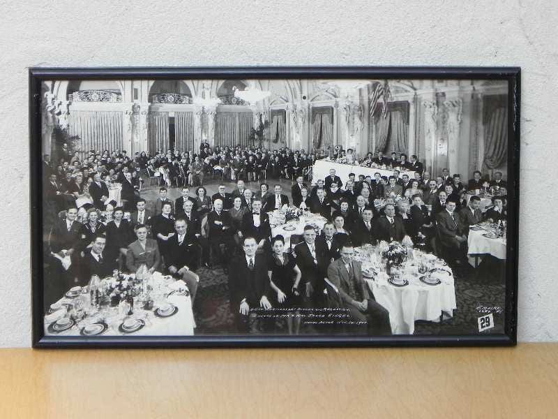 I Like Mike's Mid-Century Modern Wall Decor & Art Framed 1945 Black & White Photograph, Jacob Siegel Dinner, Hotel Astor NY