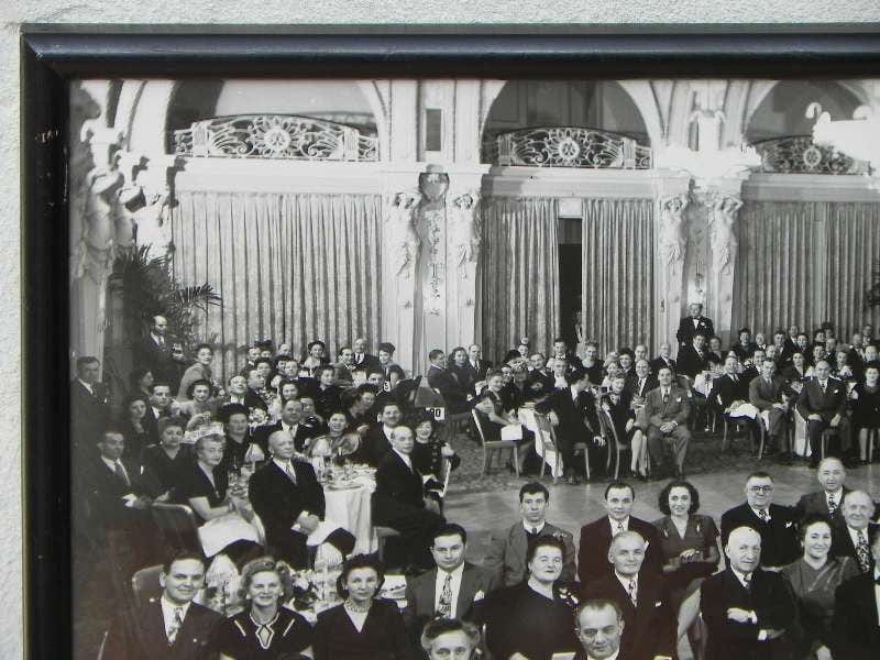 I Like Mike's Mid-Century Modern Wall Decor & Art Framed 1945 Black & White Photograph, Jacob Siegel Dinner, Hotel Astor NY