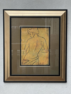I Like Mike's Mid Century Modern Wall Decor & Art Framed Black and Gold Nude by Garard Art from 2005