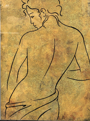 I Like Mike's Mid Century Modern Wall Decor & Art Framed Black and Gold Nude by Garard Art from 2005