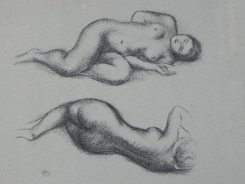 I Like Mike's Mid Century Modern Wall Decor & Art Framed Lithograph by Soicher-Marrin Fine Art for Macy's - Twin Reclining Nudes