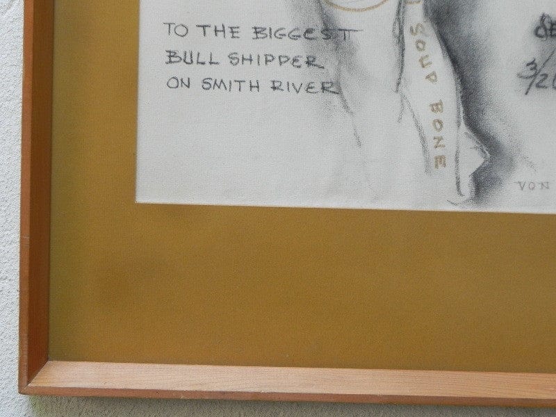 I Like Mike's Mid Century Modern Wall Decor & Art Framed Original Charcoal Nude Bull Shipper 1966