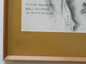 I Like Mike's Mid Century Modern Wall Decor & Art Framed Original Charcoal Nude Bull Shipper 1966