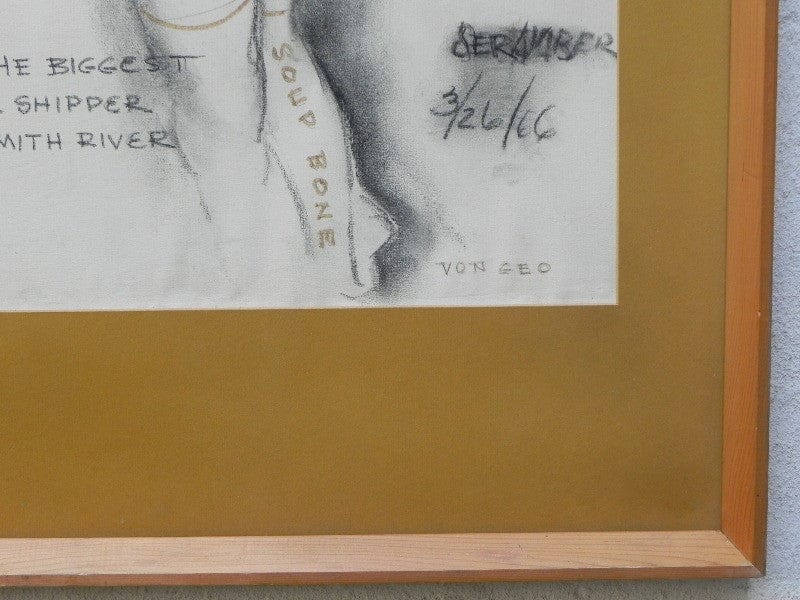 I Like Mike's Mid Century Modern Wall Decor & Art Framed Original Charcoal Nude Bull Shipper 1966