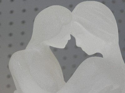 I Like Mike's Mid Century Modern Wall Decor & Art Frosted Lucite Acrylic Embracing Couple Table Sculpture