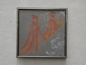 I Like Mike's Mid Century Modern Wall Decor & Art Golden Gate Bridge Thread Wall Art, Felted, Framed