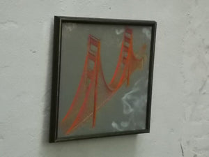 I Like Mike's Mid Century Modern Wall Decor & Art Golden Gate Bridge Thread Wall Art, Felted, Framed