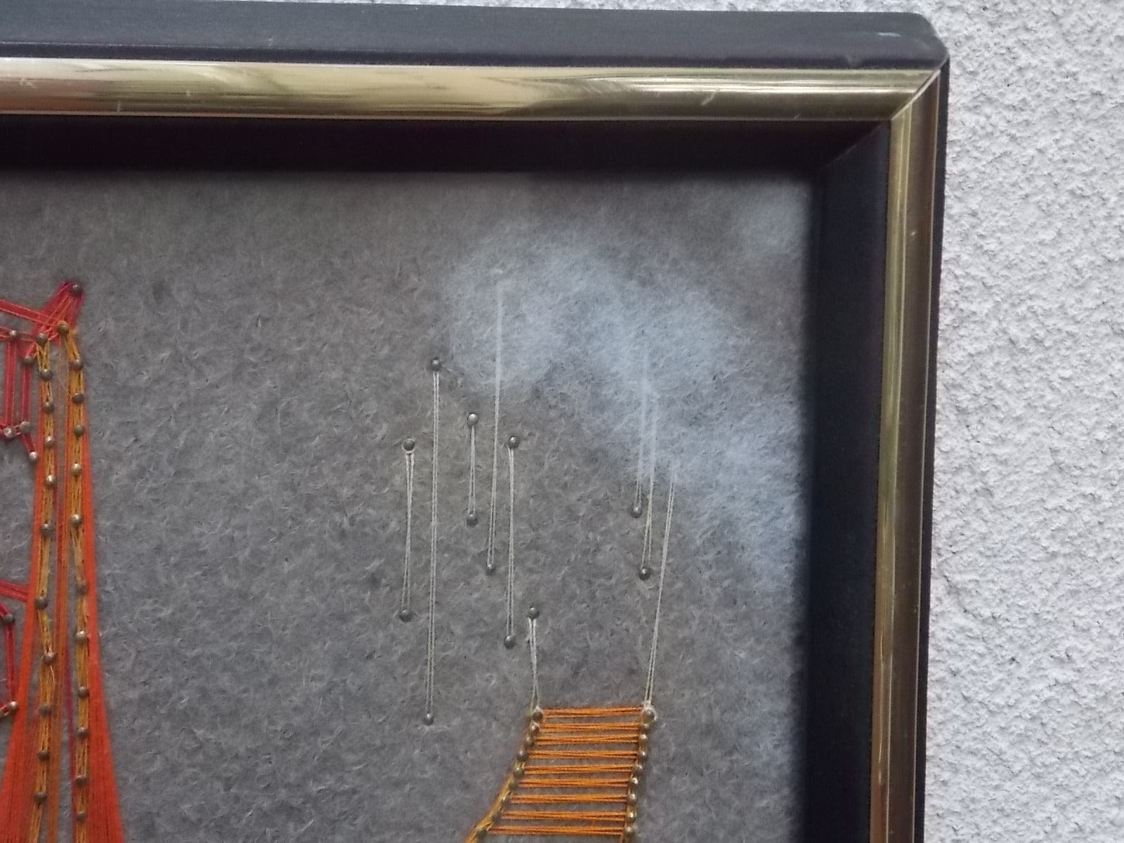 I Like Mike's Mid Century Modern Wall Decor & Art Golden Gate Bridge Thread Wall Art, Felted, Framed
