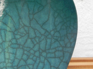 I Like Mike's Mid Century Modern Wall Decor & Art Green Blue Asian Inspired Crackle Glaze Ceramic Vase