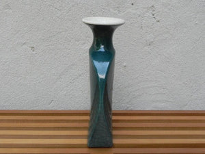 I Like Mike's Mid Century Modern Wall Decor & Art Green Blue Asian Inspired Crackle Glaze Ceramic Vase
