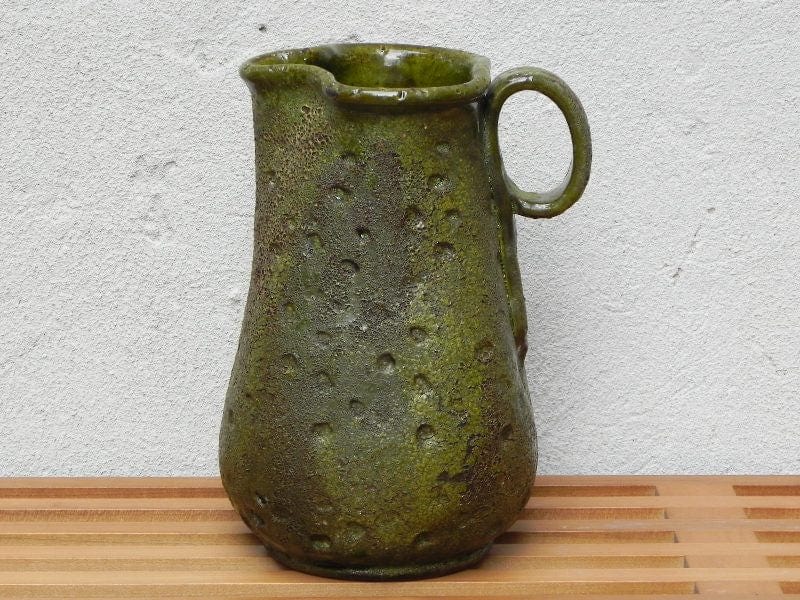 I Like Mike's Mid Century Modern Wall Decor & Art Italian Green Primitive Ceramic Pitcher