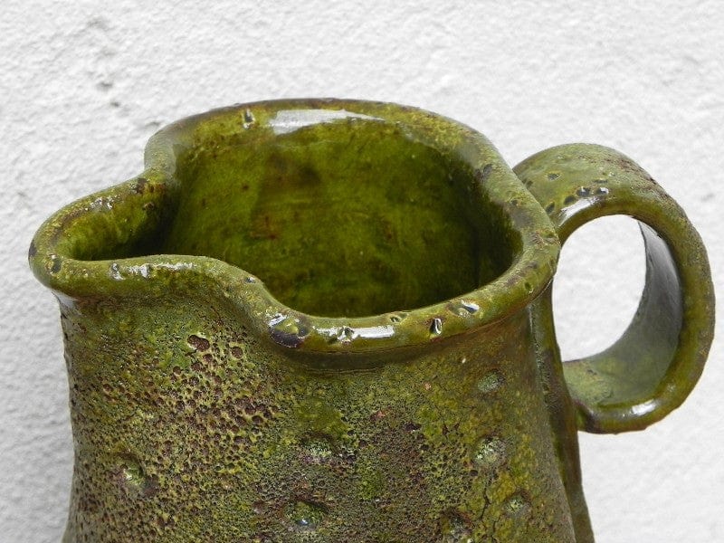 I Like Mike's Mid Century Modern Wall Decor & Art Italian Green Primitive Ceramic Pitcher