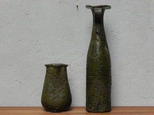 I Like Mike's Mid Century Modern Wall Decor & Art Italian Green Primitive Ceramic Tall Vase