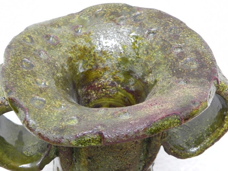 I Like Mike's Mid Century Modern Wall Decor & Art Italian Green Primitive Ceramic Tall Vase