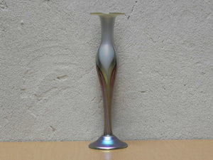 I Like Mike's Mid Century Modern Wall Decor & Art L.C. Tiffany Favrile Vase, Iridescent Pulled Feather Fluted Design, Circa 1900