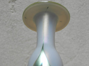 I Like Mike's Mid Century Modern Wall Decor & Art L.C. Tiffany Favrile Vase, Iridescent Pulled Feather Fluted Design, Circa 1900