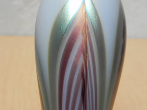 I Like Mike's Mid Century Modern Wall Decor & Art L.C. Tiffany Favrile Vase, Iridescent Pulled Feather Fluted Design, Circa 1900