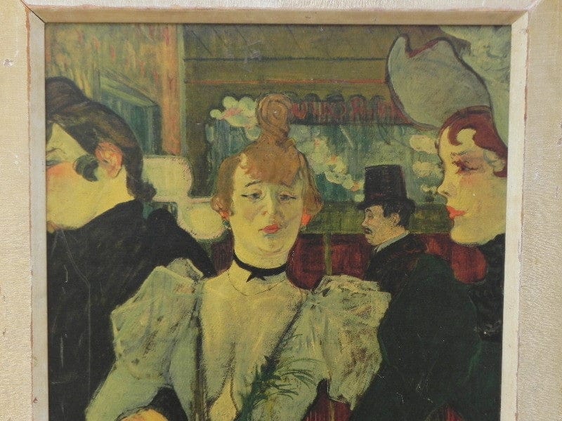 I Like Mike's Mid Century Modern Wall Decor & Art "La Goulue Arriving at The Moulin Rouge With Two Women" Toulouse-Lautrec Print on Board