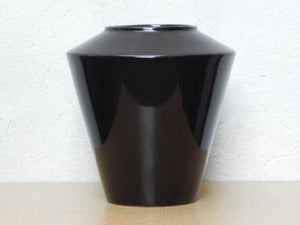 I Like Mike's Mid Century Modern Wall Decor & Art Large 1980s Black Wide Ceramic Vase, Neo Deco, West Germany