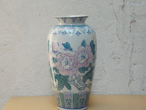 I Like Mike's Mid Century Modern Wall Decor & Art Large Ceramic White Blue Pink Italian Vase, 1980s Chic, Handpainted