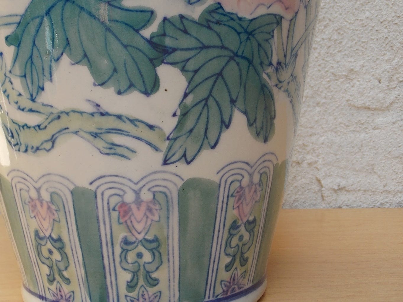 I Like Mike's Mid Century Modern Wall Decor & Art Large Ceramic White Blue Pink Italian Vase, 1980s Chic, Handpainted