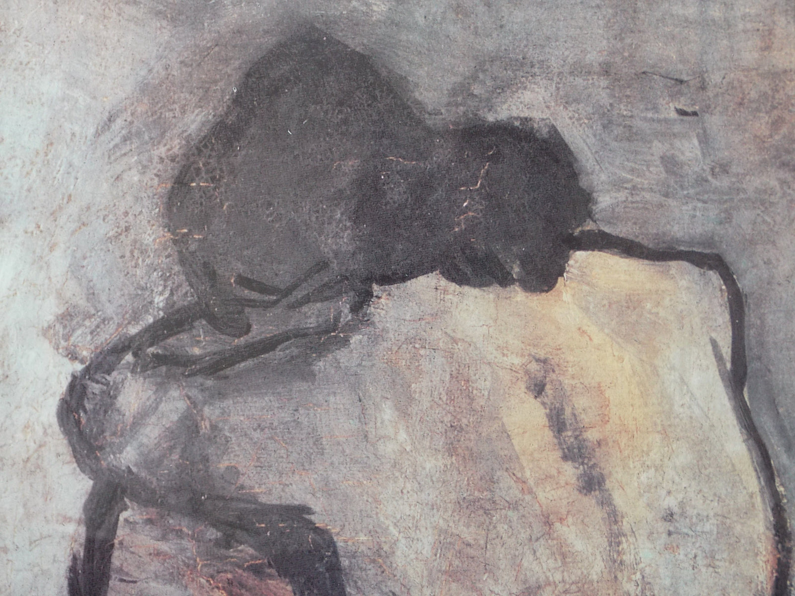 I Like Mike's Mid Century Modern Wall Decor & Art Large Framed Blue Nude, Gold Frame behind glass