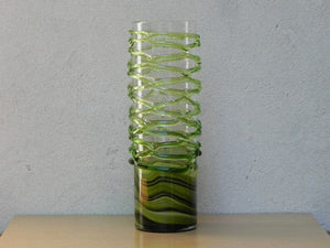 I Like Mike's Mid Century Modern Wall Decor & Art Large Green Art Glass Cylinder Vase by Dafni