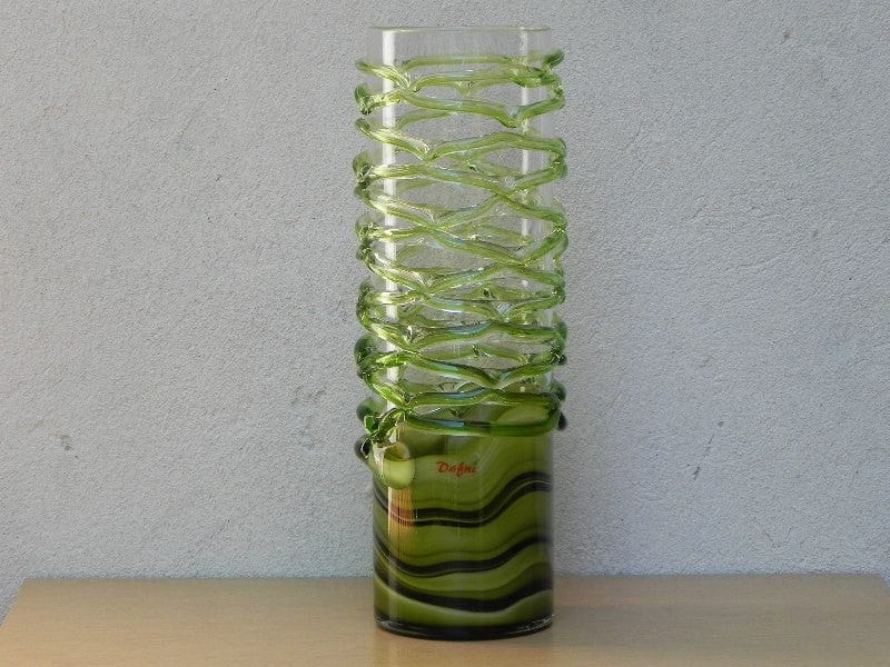 I Like Mike's Mid Century Modern Wall Decor & Art Large Green Art Glass Cylinder Vase by Dafni