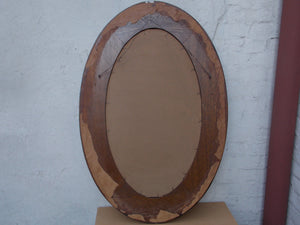 I Like Mike's Mid Century Modern Wall Decor & Art Large Oval Dark Wood Framed Beveled Mirror