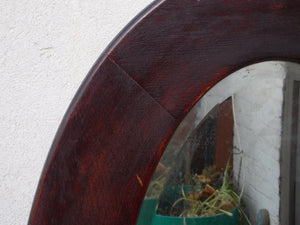 I Like Mike's Mid Century Modern Wall Decor & Art Large Oval Dark Wood Framed Beveled Mirror